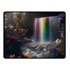 Waterfall Rainbow Two Sides Fleece Blanket (small) by Ravend