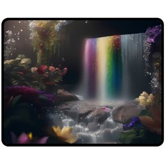 Waterfall Rainbow Two Sides Fleece Blanket (medium) by Ravend