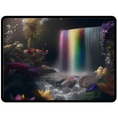 Waterfall Rainbow Two Sides Fleece Blanket (large) by Ravend