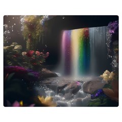 Waterfall Rainbow Premium Plush Fleece Blanket (medium) by Ravend