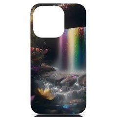 Waterfall Rainbow Iphone 14 Pro Black Uv Print Case by Ravend