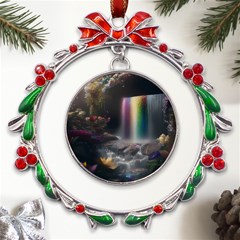 Waterfall Rainbow Metal X mas Wreath Ribbon Ornament