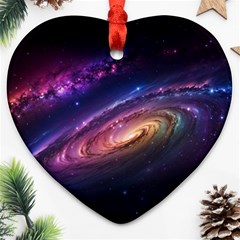 Universe Space Star Rainbow Heart Ornament (two Sides)