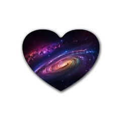 Universe Space Star Rainbow Rubber Coaster (heart) by Ravend