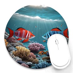 Fish Sea Ocean Round Mousepad by Ravend