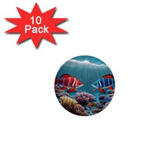 Fish Sea Ocean 1  Mini Buttons (10 Pack)  by Ravend