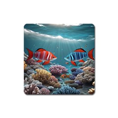 Fish Sea Ocean Square Magnet by Ravend