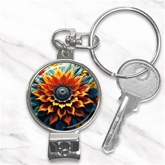 Flower Plant Geometry Nail Clippers Key Chain by Ravend