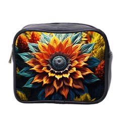 Flower Plant Geometry Mini Toiletries Bag (two Sides) by Ravend