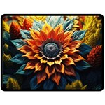 Flower Plant Geometry Two Sides Fleece Blanket (Large) 80 x60  Blanket Front