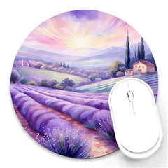 Lavender Flower Tree Round Mousepad by Ravend