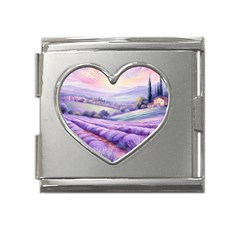 Lavender Flower Tree Mega Link Heart Italian Charm (18mm) by Ravend