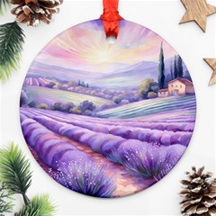 Lavender Flower Tree Round Ornament (two Sides) by Ravend