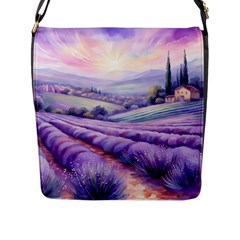 Lavender Flower Tree Flap Closure Messenger Bag (l) by Ravend