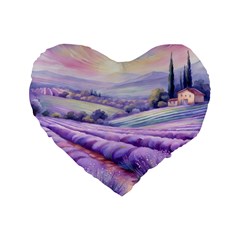 Lavender Flower Tree Standard 16  Premium Flano Heart Shape Cushions by Ravend