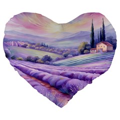 Lavender Flower Tree Large 19  Premium Flano Heart Shape Cushions by Ravend