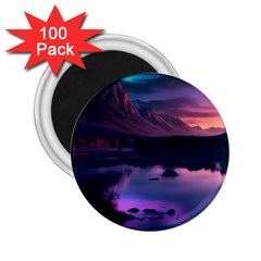 Lake Mountain Night Sea Flower Nature 2 25  Magnets (100 Pack)  by Ravend