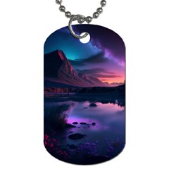 Lake Mountain Night Sea Flower Nature Dog Tag (one Side) by Ravend