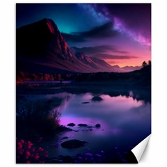 Lake Mountain Night Sea Flower Nature Canvas 8  X 10  by Ravend