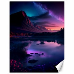 Lake Mountain Night Sea Flower Nature Canvas 12  X 16  by Ravend