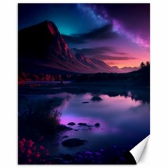 Lake Mountain Night Sea Flower Nature Canvas 16  X 20  by Ravend