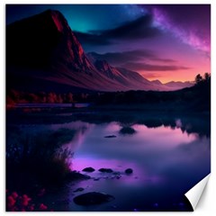 Lake Mountain Night Sea Flower Nature Canvas 20  X 20  by Ravend