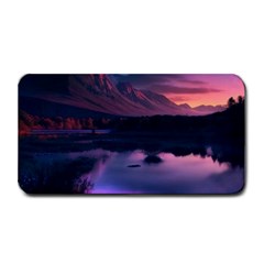 Lake Mountain Night Sea Flower Nature Medium Bar Mat by Ravend