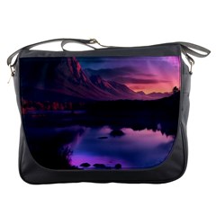 Lake Mountain Night Sea Flower Nature Messenger Bag by Ravend