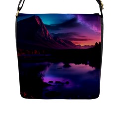 Lake Mountain Night Sea Flower Nature Flap Closure Messenger Bag (l) by Ravend