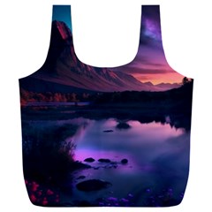 Lake Mountain Night Sea Flower Nature Full Print Recycle Bag (xxl) by Ravend