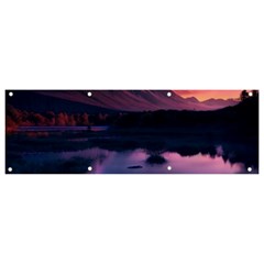 Lake Mountain Night Sea Flower Nature Banner And Sign 9  X 3  by Ravend