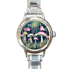 Mushroom Fungus Round Italian Charm Watch by Ravend