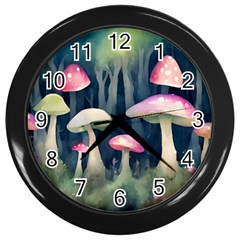 Mushroom Fungus Wall Clock (black) by Ravend