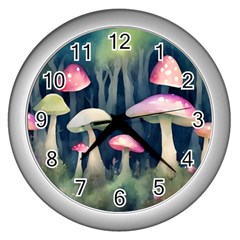 Mushroom Fungus Wall Clock (silver) by Ravend