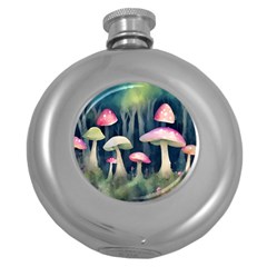 Mushroom Fungus Round Hip Flask (5 Oz) by Ravend