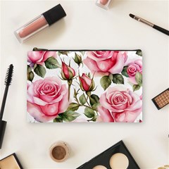 Flower Rose Pink Cosmetic Bag (medium) by Ravend