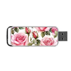 Flower Rose Pink Portable Usb Flash (one Side) by Ravend