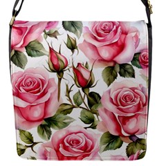 Flower Rose Pink Flap Closure Messenger Bag (s) by Ravend