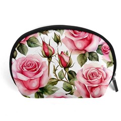 Flower Rose Pink Accessory Pouch (large) by Ravend