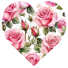 Flower Rose Pink Wooden Puzzle Heart by Ravend