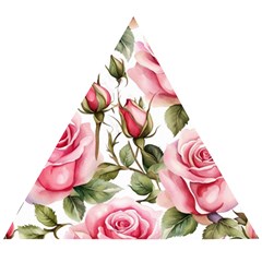 Flower Rose Pink Wooden Puzzle Triangle by Ravend