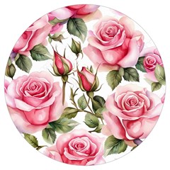 Flower Rose Pink Round Trivet by Ravend