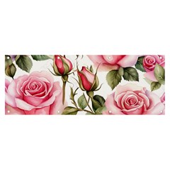 Flower Rose Pink Banner And Sign 8  X 3  by Ravend