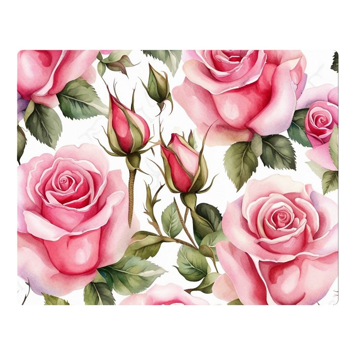 Flower Rose Pink Premium Plush Fleece Blanket (Large)