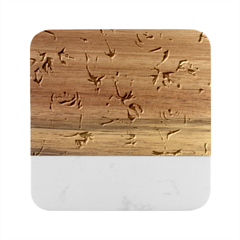 Flower Rose Pink Marble Wood Coaster (square) by Ravend