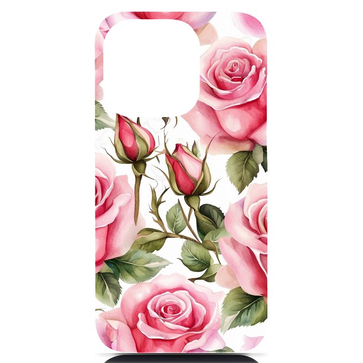 Flower Rose Pink iPhone 14 Pro Black UV Print Case