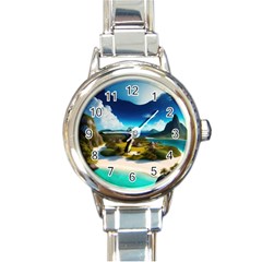 Beach Island Nature Round Italian Charm Watch by Ravend