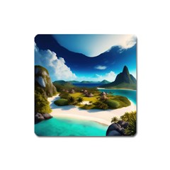 Beach Island Nature Square Magnet by Ravend