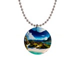 Beach Island Nature 1  Button Necklace Front