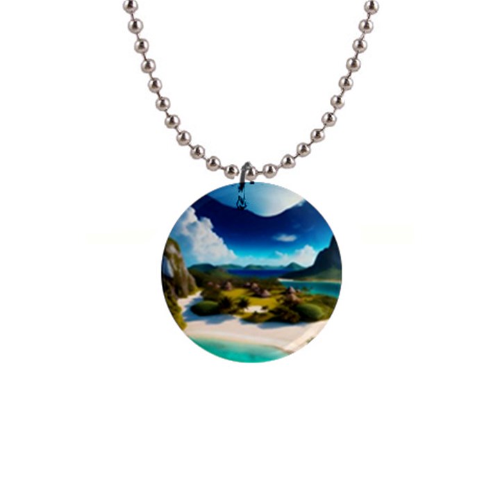 Beach Island Nature 1  Button Necklace